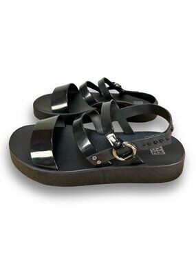 Zaxy Influenciadora Strappy Platform Sandals Black Vegan Jelly Size 9